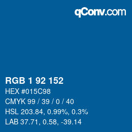颜色代码: RGB 1 92 152 | qconv.com