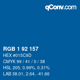 颜色代码: RGB 1 92 157 | qconv.com