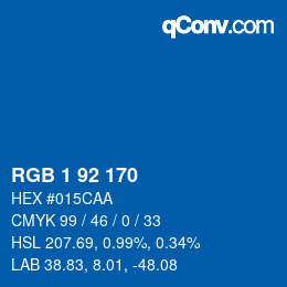 カラーコード: RGB 1 92 170 | qconv.com