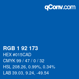 颜色代码: RGB 1 92 173 | qconv.com