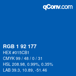 カラーコード: RGB 1 92 177 | qconv.com