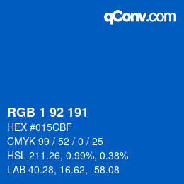 カラーコード: RGB 1 92 191 | qconv.com