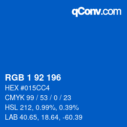 カラーコード: RGB 1 92 196 | qconv.com