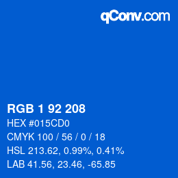 Farbcode: RGB 1 92 208 | qconv.com