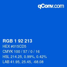 カラーコード: RGB 1 92 213 | qconv.com
