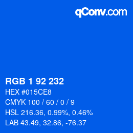 カラーコード: RGB 1 92 232 | qconv.com