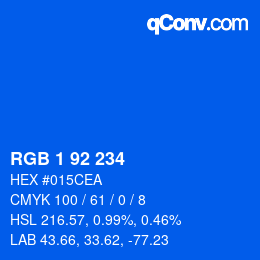 カラーコード: RGB 1 92 234 | qconv.com