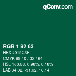 Color code: RGB 1 92 63 | qconv.com