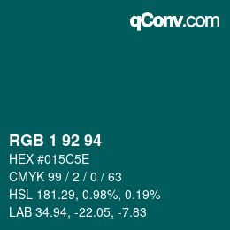 カラーコード: RGB 1 92 94 | qconv.com