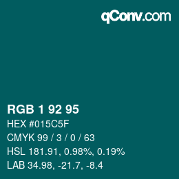 カラーコード: RGB 1 92 95 | qconv.com