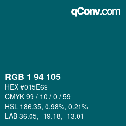 カラーコード: RGB 1 94 105 | qconv.com