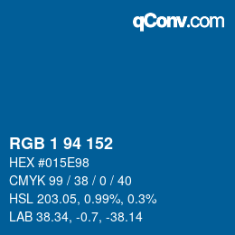 カラーコード: RGB 1 94 152 | qconv.com