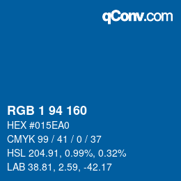 カラーコード: RGB 1 94 160 | qconv.com