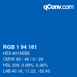 カラーコード: RGB 1 94 181 | qconv.com