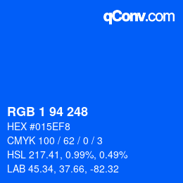 Color code: RGB 1 94 248 | qconv.com