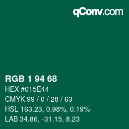 Color code: RGB 1 94 68 | qconv.com