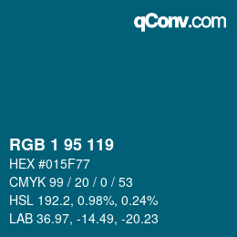 カラーコード: RGB 1 95 119 | qconv.com