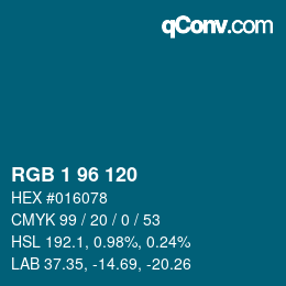 Color code: RGB 1 96 120 | qconv.com