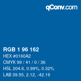Color code: RGB 1 96 162 | qconv.com