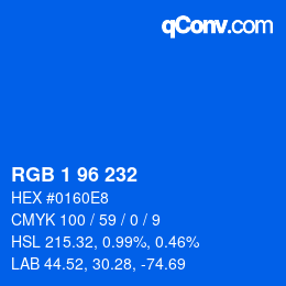 カラーコード: RGB 1 96 232 | qconv.com
