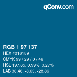 Color code: RGB 1 97 137 | qconv.com