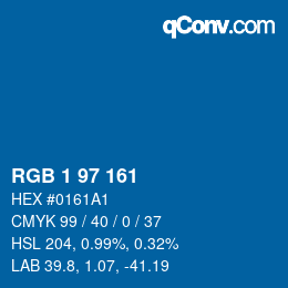 Color code: RGB 1 97 161 | qconv.com