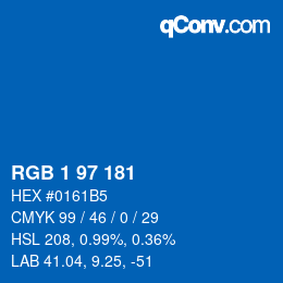 Color code: RGB 1 97 181 | qconv.com