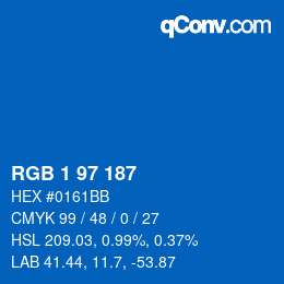 Color code: RGB 1 97 187 | qconv.com