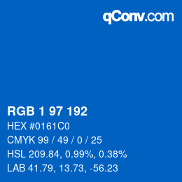 Color code: RGB 1 97 192 | qconv.com
