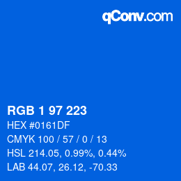 Color code: RGB 1 97 223 | qconv.com