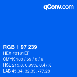 Color code: RGB 1 97 239 | qconv.com