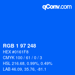 Código de color: RGB 1 97 248 | qconv.com