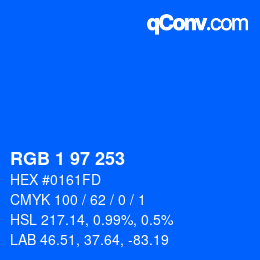 Color code: RGB 1 97 253 | qconv.com