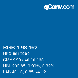 Color code: RGB 1 98 162 | qconv.com