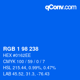 Color code: RGB 1 98 238 | qconv.com