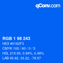 Color code: RGB 1 98 243 | qconv.com