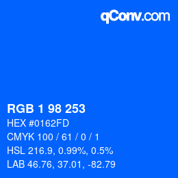 Color code: RGB 1 98 253 | qconv.com