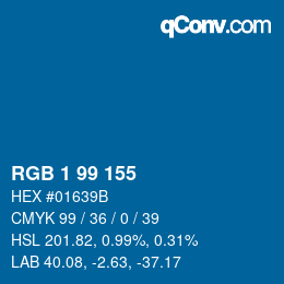 Color code: RGB 1 99 155 | qconv.com