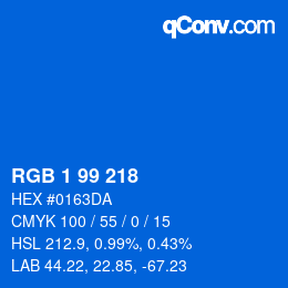 Color code: RGB 1 99 218 | qconv.com