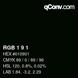 Color code: RGB 1 9 1 | qconv.com