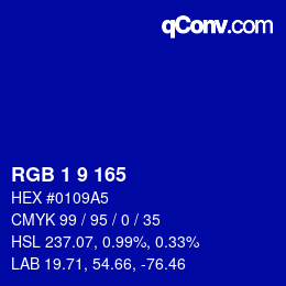 Color code: RGB 1 9 165 | qconv.com