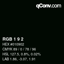 Color code: RGB 1 9 2 | qconv.com