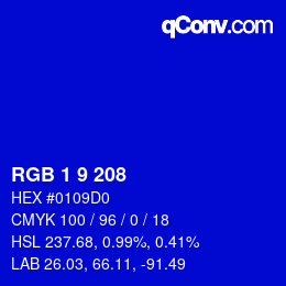 Color code: RGB 1 9 208 | qconv.com