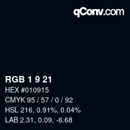 Color code: RGB 1 9 21 | qconv.com