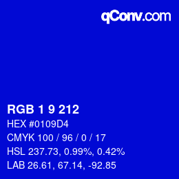 カラーコード: RGB 1 9 212 | qconv.com