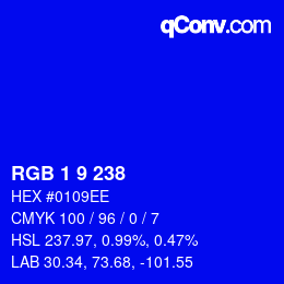 Color code: RGB 1 9 238 | qconv.com