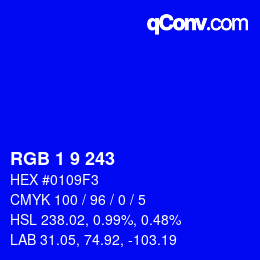 Color code: RGB 1 9 243 | qconv.com