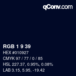 Color code: RGB 1 9 39 | qconv.com