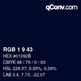 Color code: RGB 1 9 43 | qconv.com
