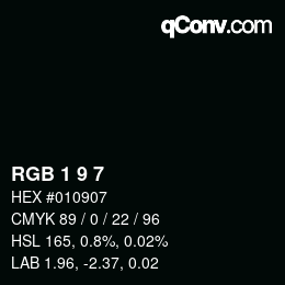 Color code: RGB 1 9 7 | qconv.com